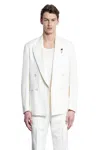 Lardini Blazer Doppiopetto In Twill Di Viscosa In White