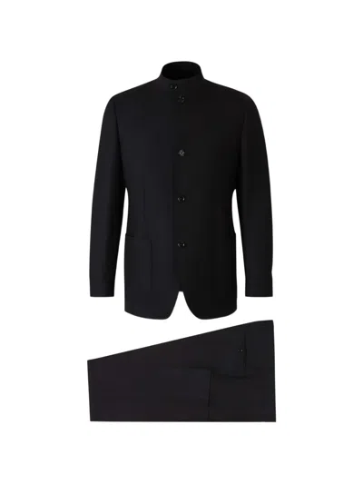 Lardini Mandarin-collar Single-breasted Suit In Black