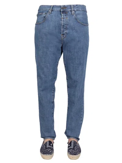 LARDINI MEDIUM BLUE FIVE-POCKET JEANS