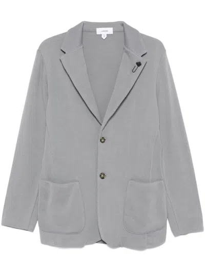 LARDINI MEDIUM GREY COTTON JACKET WITH NOTCHED LAPELS