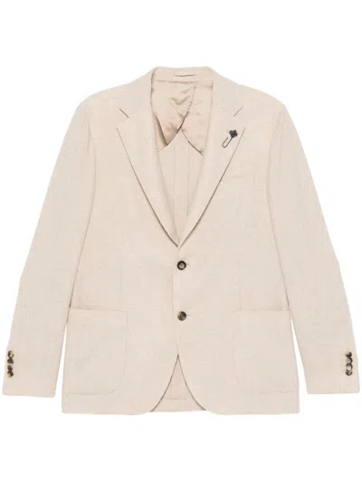 Lardini Mélange-effect Blazer In Neutrals