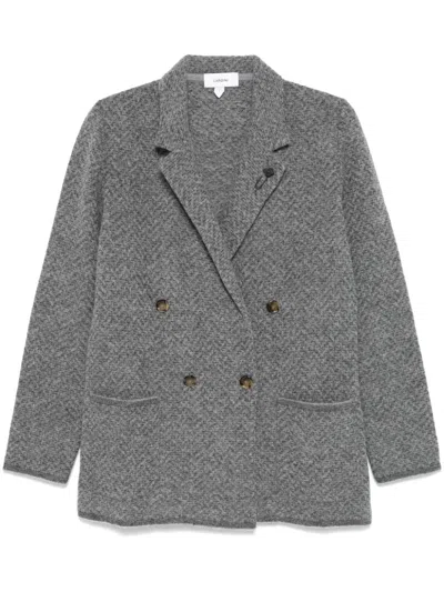 Lardini Mélange-effect Knitted Blazer In Grey