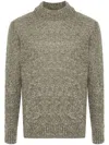 Lardini Beige Melange Alpaca And Wool Blend Mock Neck Sweater In Green