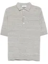 Lardini Textured Beige Polo T-shirt With Buttoned Placket In Grey