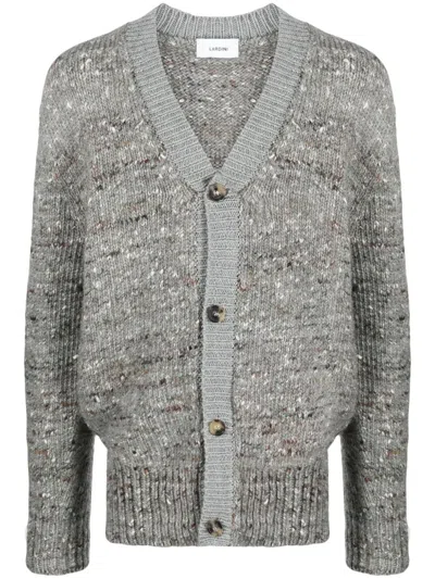 LARDINI MÉLANGE RIBBED-TRIM CARDIGAN