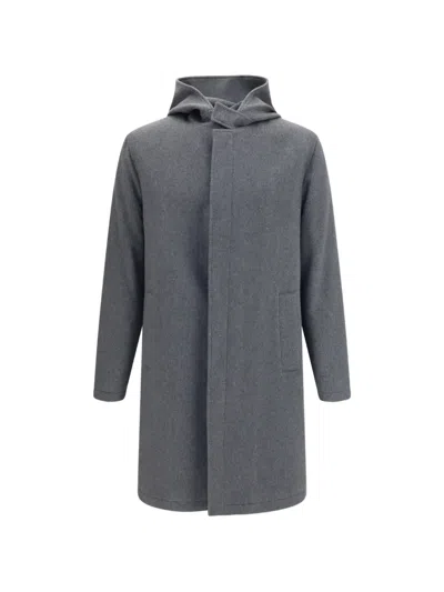 Lardini Hooded Single-breasted Coat In Gray