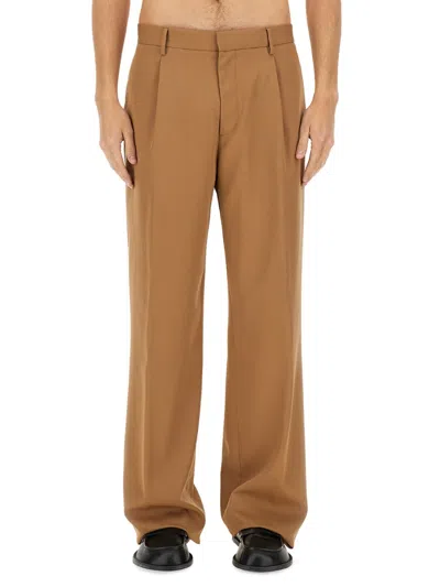 Lardini Men's 100% Virgin Wool Trousers In Brown