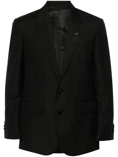 Lardini Black Wool And Mohair Single-breasted Jacket For Men