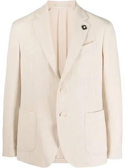 Lardini Men's Blazer With Linen-wool Blend And Detailing