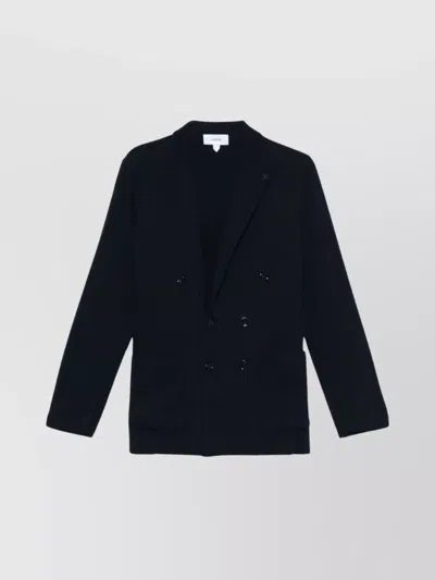 Lardini Men Cotton Jacket Brooch Detail In Blue