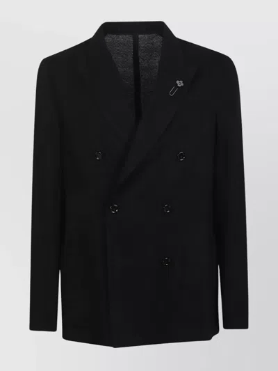 Lardini Double-breasted Blazer With Notch Lapel In Black