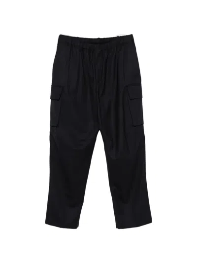 Lardini Men's Drawstring Wool Cargo Trousers With Concealed Hook And Zip, Size 48 In Blu