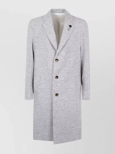 LARDINI MEN'S HERRINGBONE PATTERN COAT