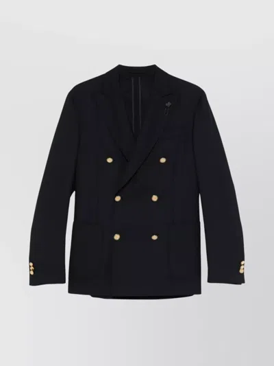 Lardini Men's Jacket Double-breasted Vents In Black