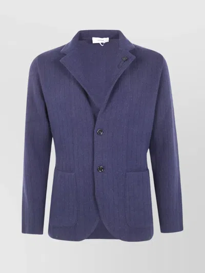 Lardini Pinstripe Button Blazer In Blue