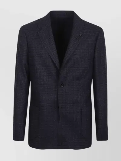 Lardini Roma Wool And Cashmere Twill Jacket In Blue