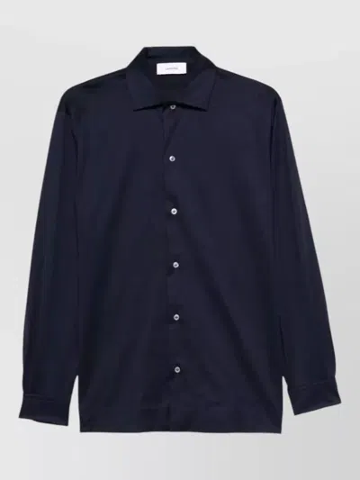 Lardini Men Jersey Shirt Spread Collar Cuffs In Blue