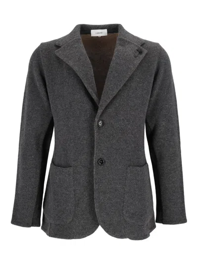 Lardini Knit-texture Single-breasted Jacket In Gray