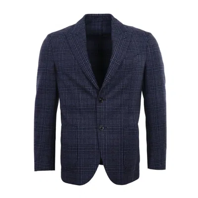 Lardini Men's Plaid Stretch Blazer In Navy In Blue