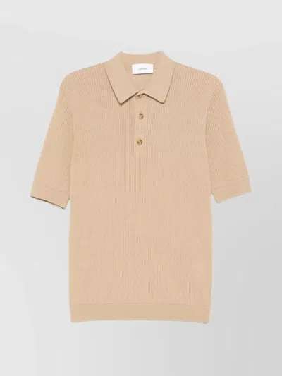 Lardini Men's Ribbed Texture Polo Shirt In Neutral