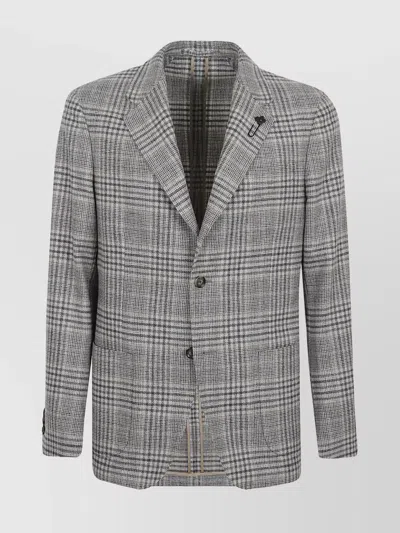 Lardini Plaid Tailored Jacket With Notch Lapels In Gray