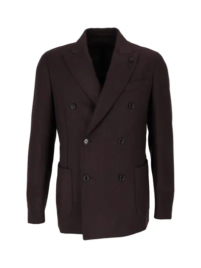 Lardini Roma Double-breasted Blazer In Brown
