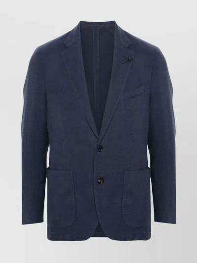 LARDINI MEN'S SINGLE-BREASTED NOTCH LAPELS JACKET