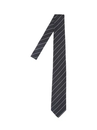 Lardini Men's Striped Silk Tie In Black