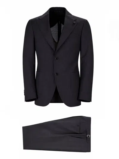 Lardini Two-piece Wool Suit In Black