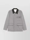 Lardini Wool Shirt Jacket With Contrasting Collar In White