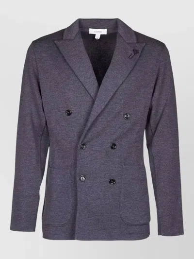 Lardini Mens Casual Double Breasted Knit Jacket In Gray