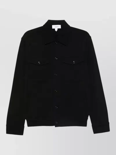 Lardini Mens Cotton Cardigan Jacket Buttoned Collar In Black