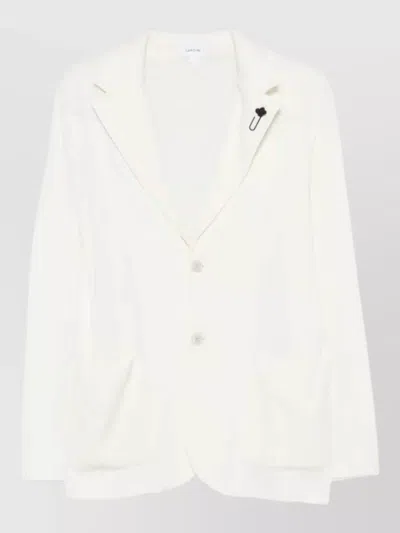 Lardini Mens Cotton Knit Jacket Detachable Brooch In White
