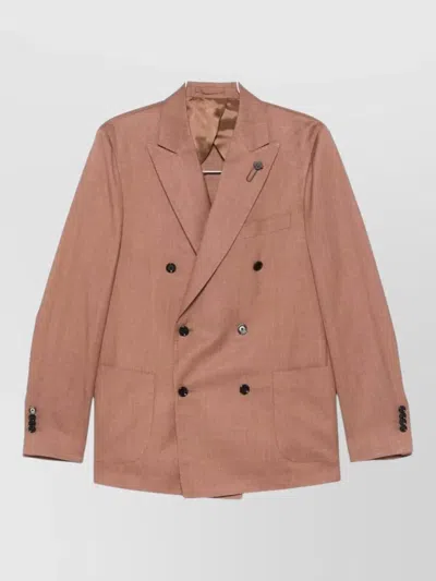 Lardini Mens Double Breasted Blazer Structured Shoulders In Pink