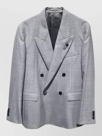 Lardini Mens Double Breasted Soirée Suit Jacket In Blue