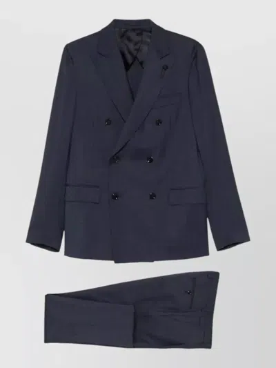 Lardini Mens Double Breasted Suit Notch Lapels In Blue