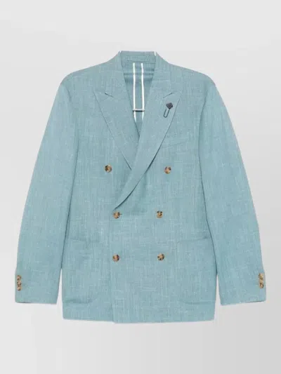 Lardini Mens Double Breasted Wool Blazer Roma In Blue