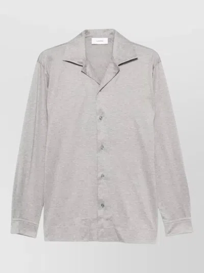 Lardini Mens Jersey Shirt Long Sleeves Spread Collar In Gray