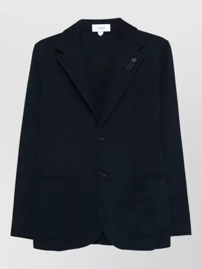 Lardini Mens Knit Blazer Flower Brooch In Black