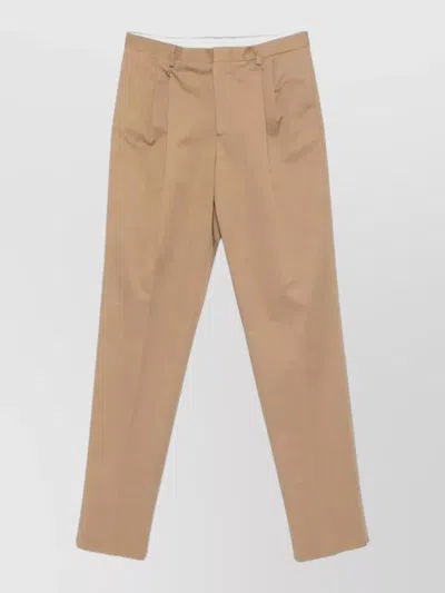 Lardini Mens Pleated Trousers Regular Fit Belt Loops In Brown