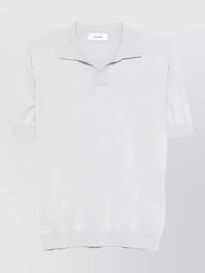 Lardini Mens Polo Knit Short Sleeves Ribbed Trim In White