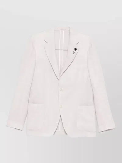 Lardini Mens Roma Jacket Notch Lapel Single Breasted In White