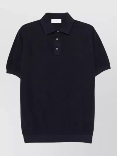 Lardini Mens Shirt Polo Collar Ribbed Cuffs In Blue