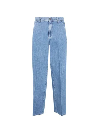 Lardini Men`s Washed Denim Pants In Blue