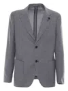 Lardini Micro-check Single-breasted Blazer In Gray