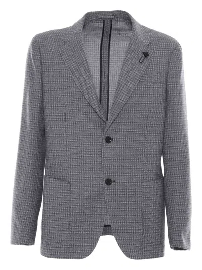 Lardini Micro-check Single-breasted Blazer In Gray