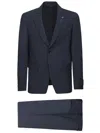 Lardini Micro-textured Blue Suit With Tailored Jacket In Blue