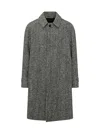 Lardini Micro-geometric Pattern Wool-blend Overcoat In 100ne