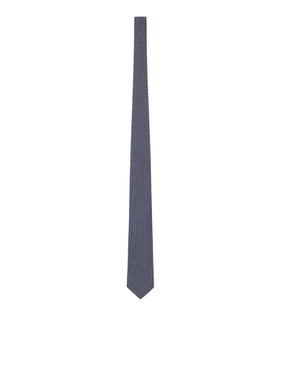 Lardini Micro-patterned Silk Tie In Blue