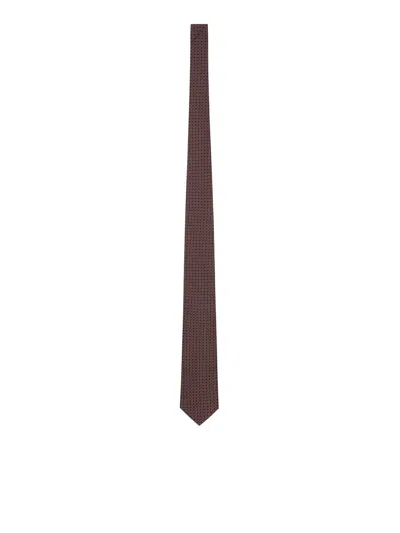 Lardini Micro-patterned Silk Tie In Brown